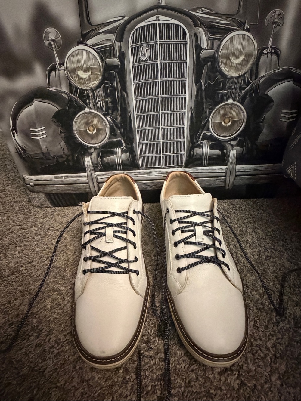 Men's White Leather Casual Lace-Up Slip-On Shoes